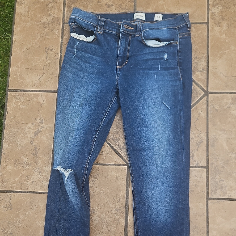 Sneak Peek Blue Skinny Jeans with Distressed Knee